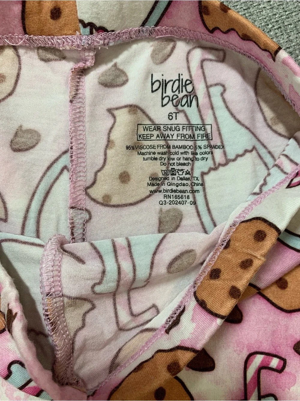 Kids Pink Cookie & Milk Short Bamboo Pajama Set